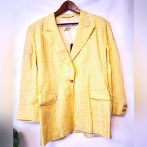 Escada linen yellow check jacket